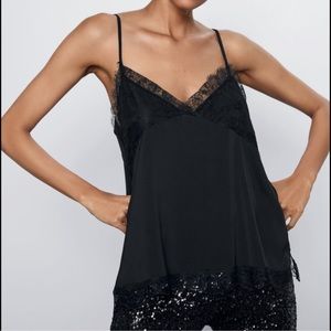 Brand with tags! Zara Black Lace Camisole Top! Size L